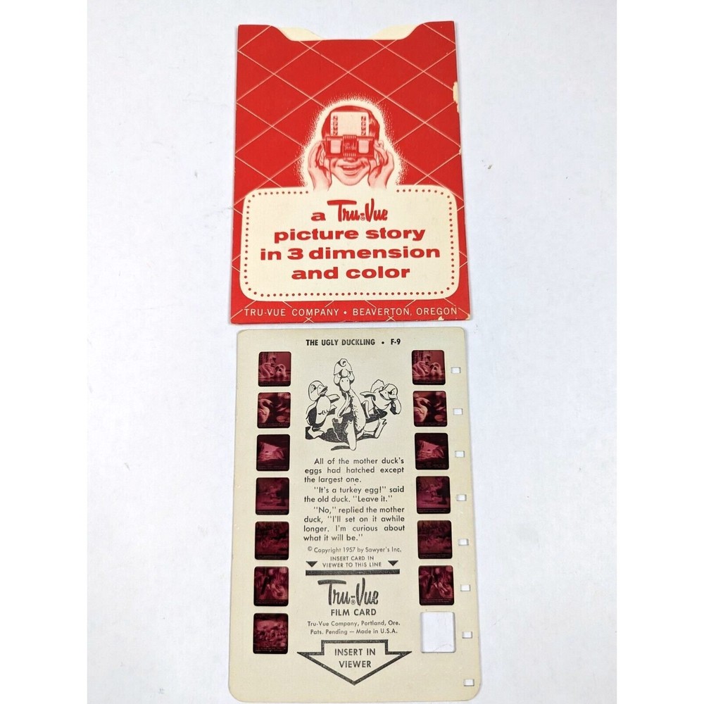 Vintage Tru Vue‎ Tru-Vue Film Card The Ugly Duckling F9 3D 3-D  Fairy Tale Kids